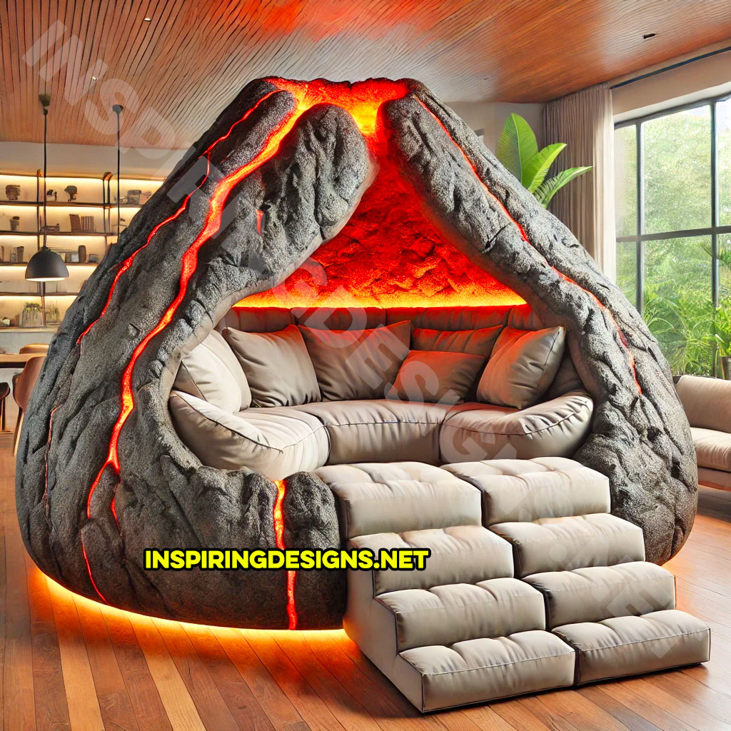 volcano sofa lounger in dark grey and black