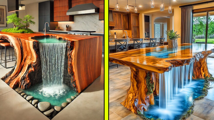 These Waterfall Kitchen Islands Will Turn Your Cooking Space into a Serene Oasis