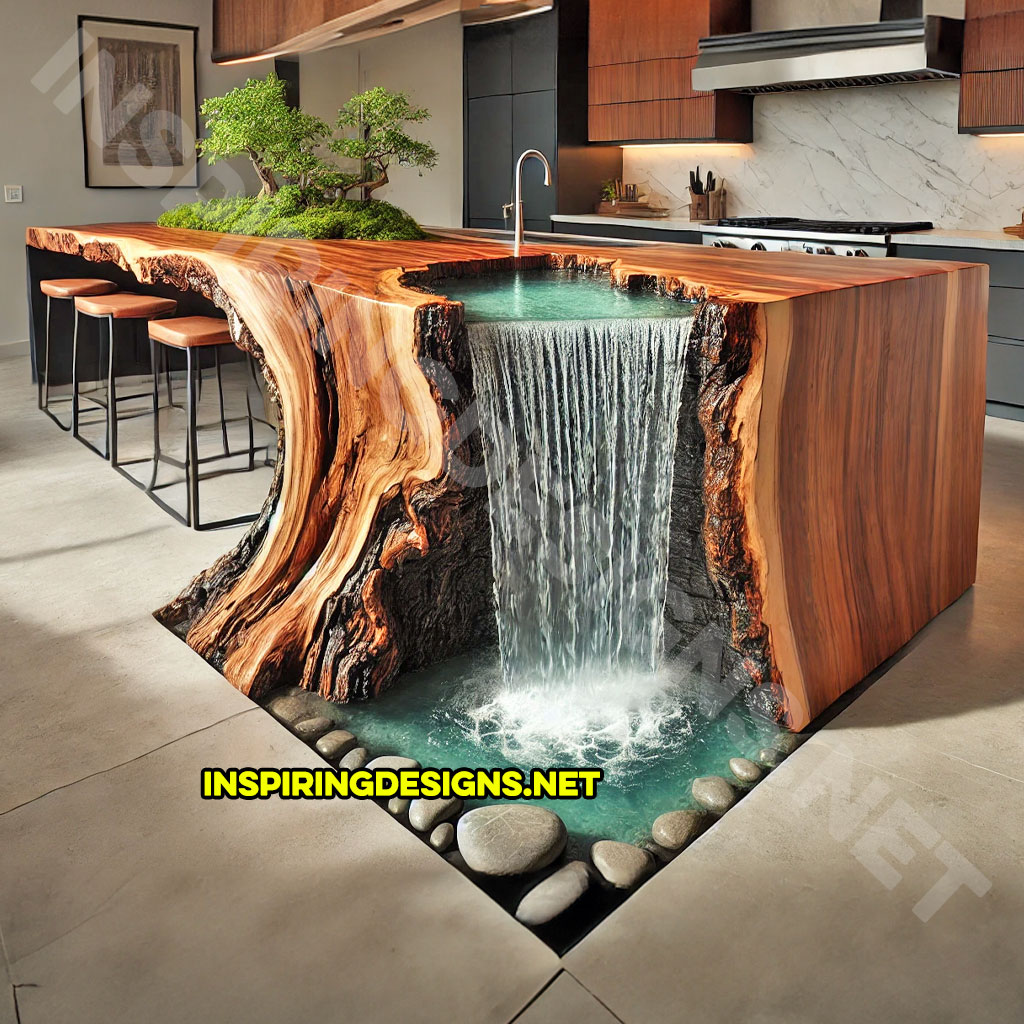 Waterfall kitchen island