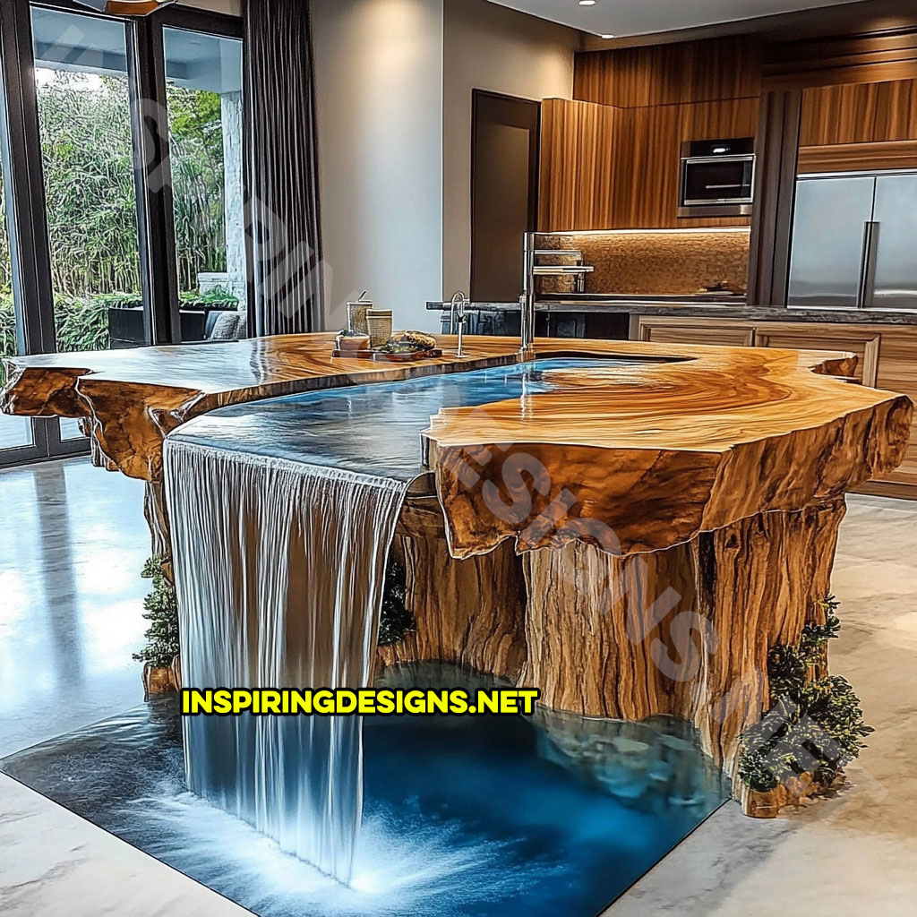 Waterfall kitchen island