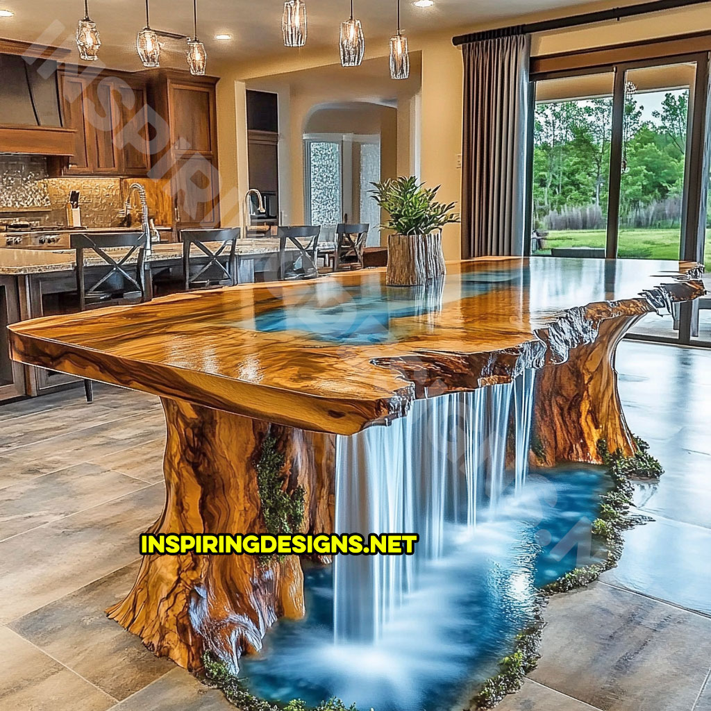 Waterfall kitchen island