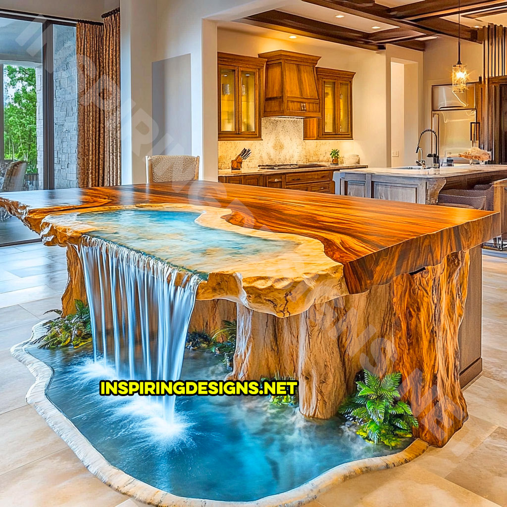 Waterfall kitchen island