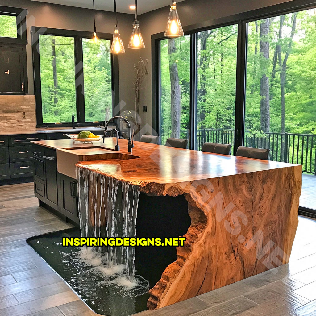 Waterfall kitchen island