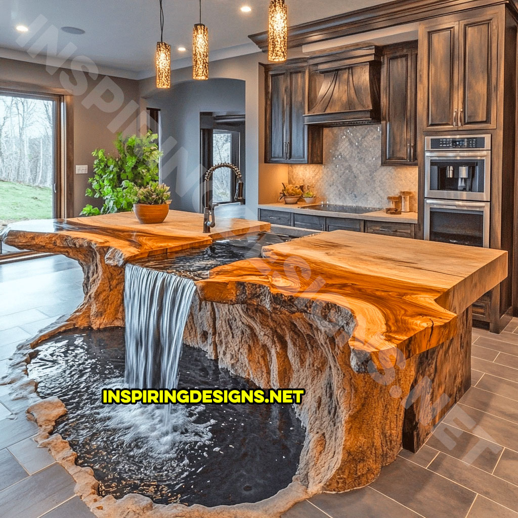 Waterfall kitchen island