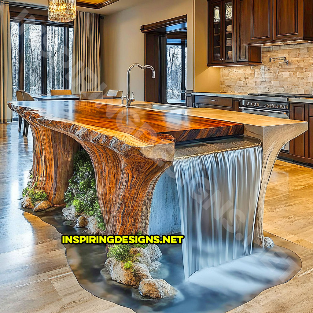 Waterfall kitchen island