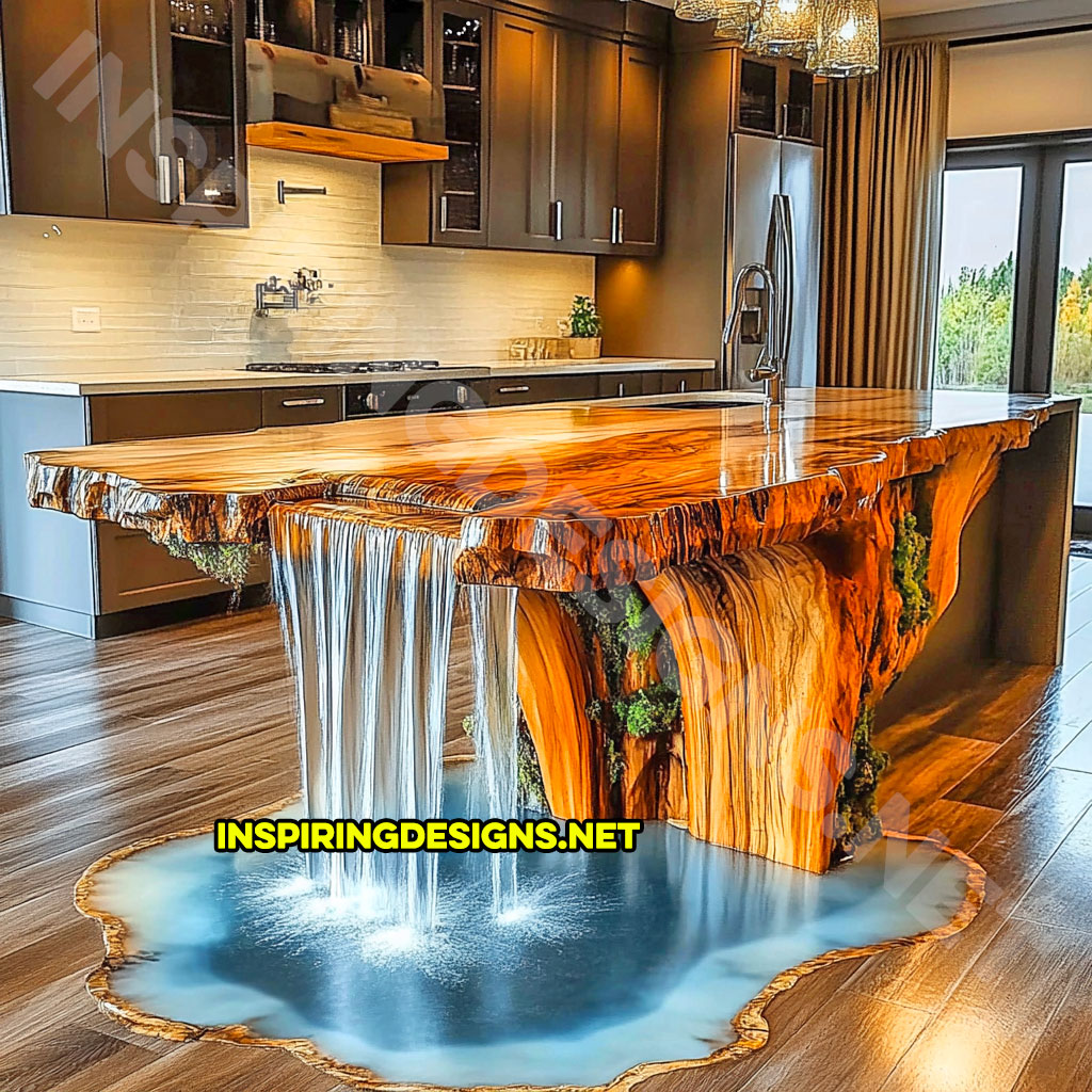 Waterfall kitchen island