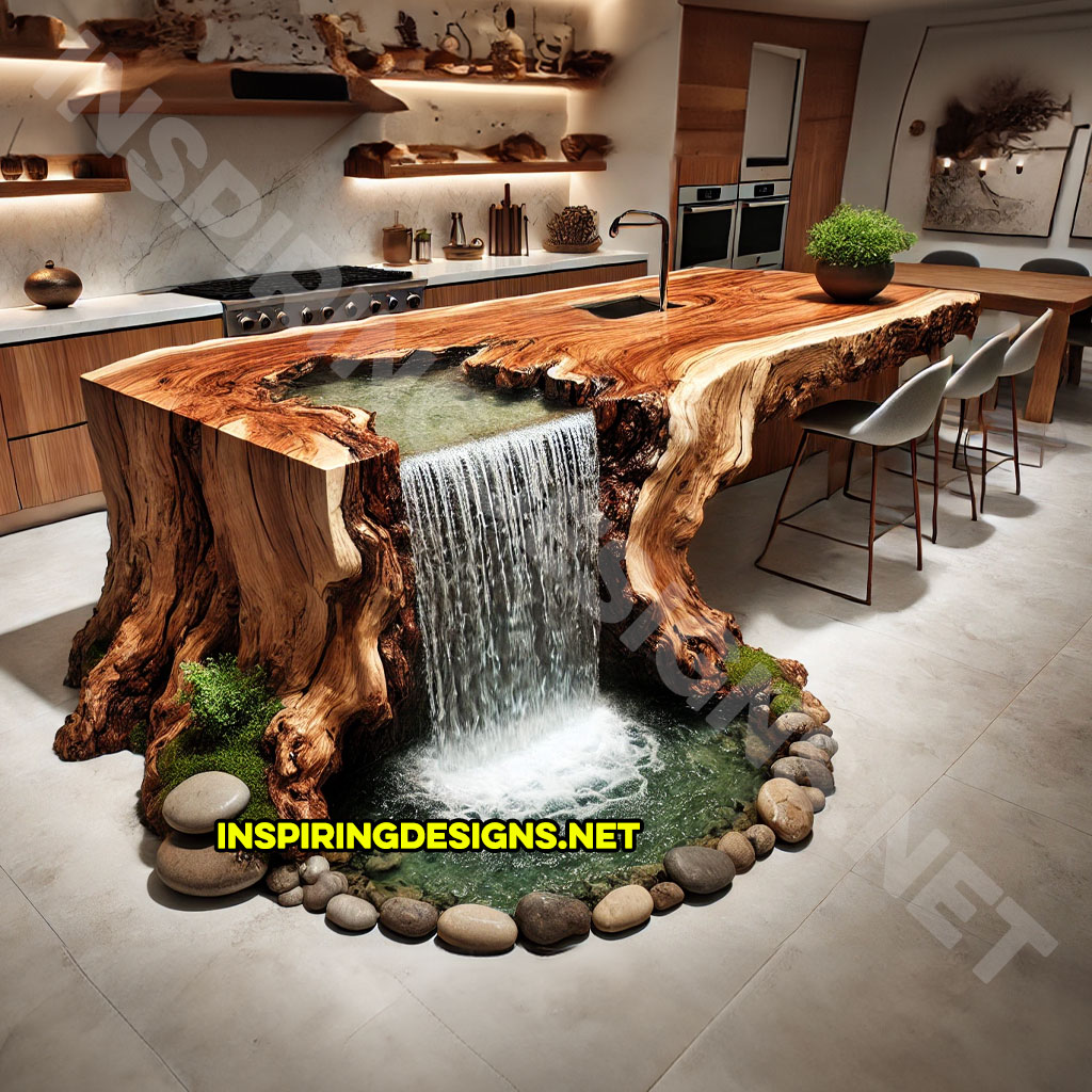 Waterfall kitchen island