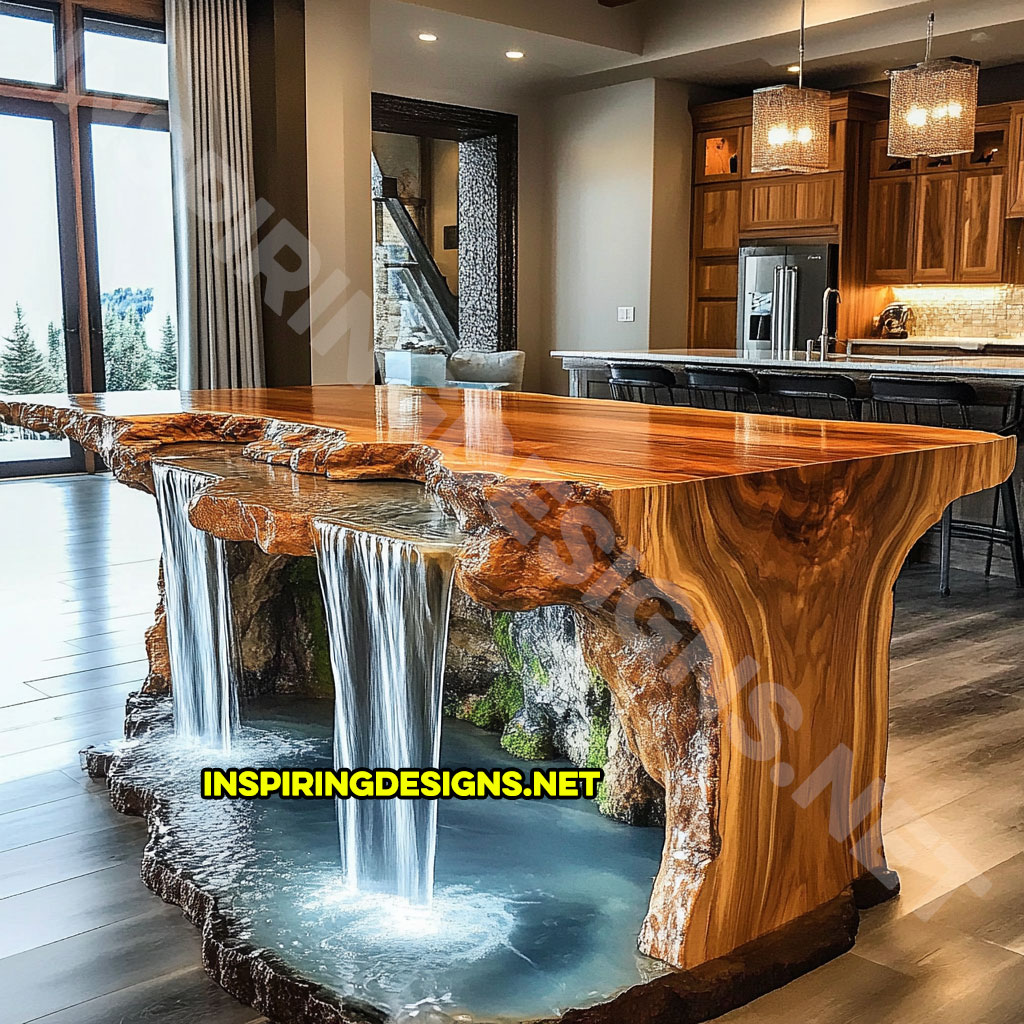 Waterfall kitchen island