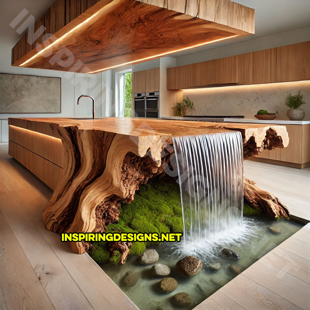 Waterfall kitchen island