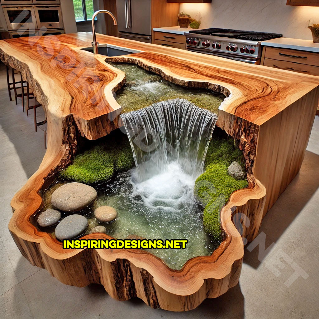 Waterfall kitchen island