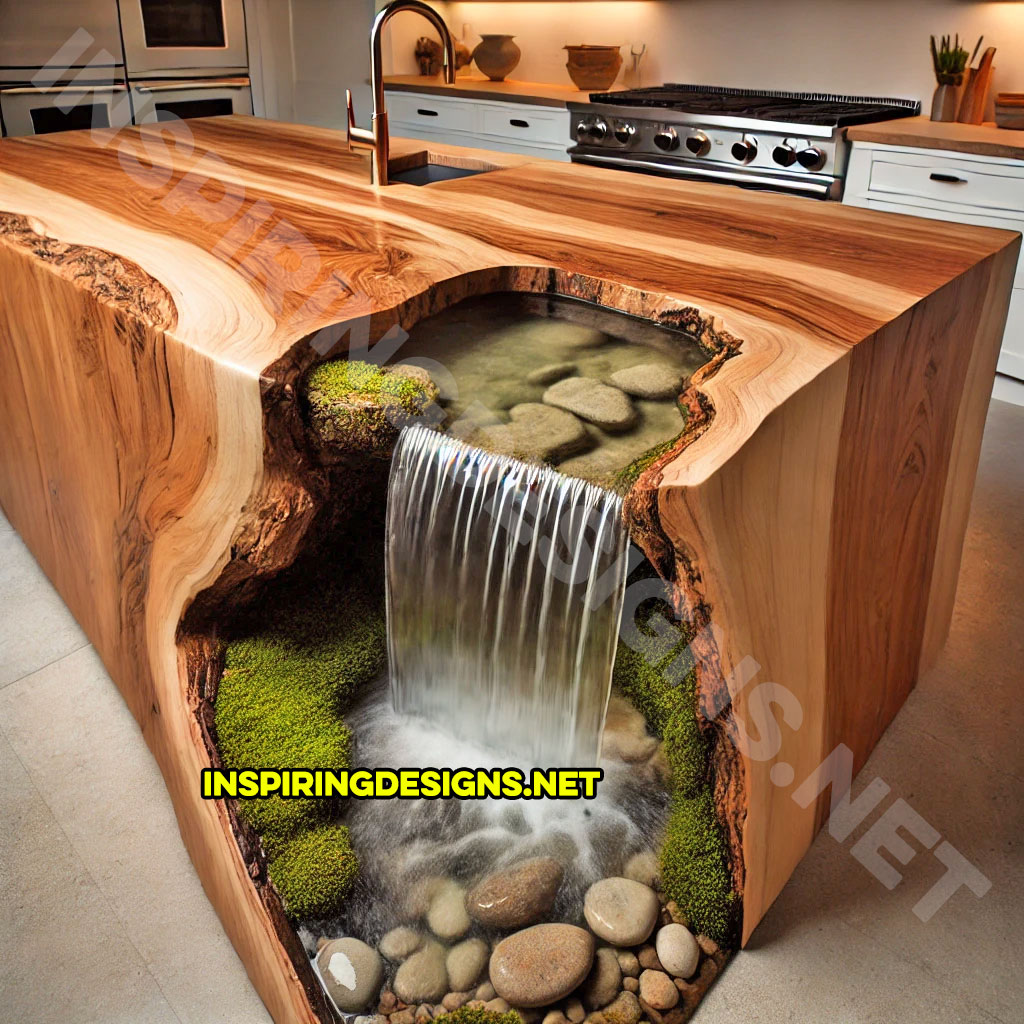 Waterfall kitchen island