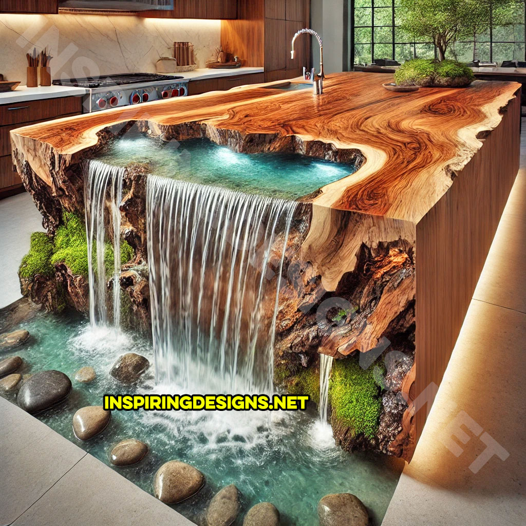 Waterfall kitchen island