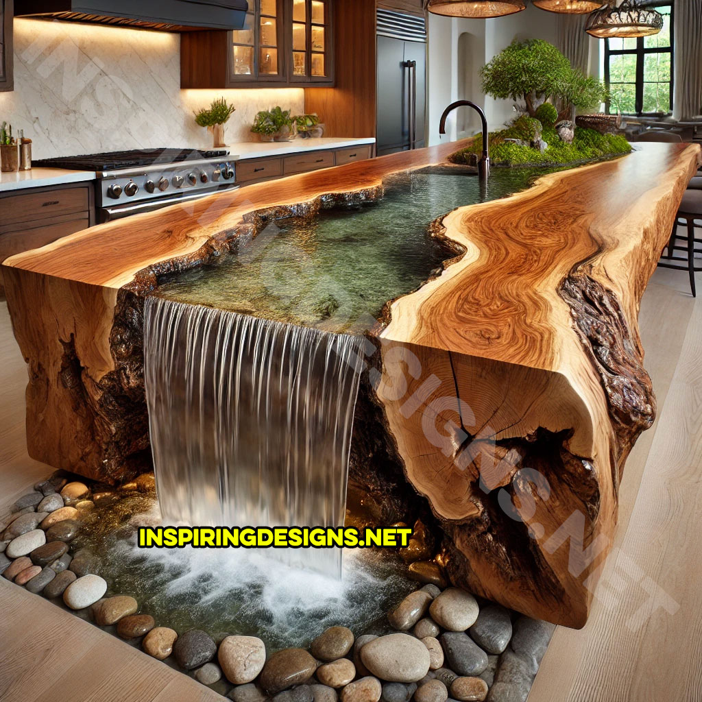 Waterfall kitchen island