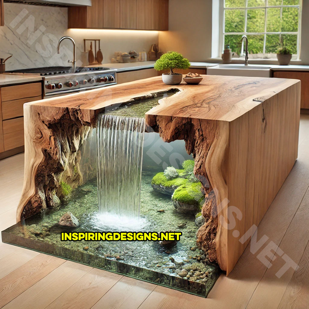 Waterfall kitchen island