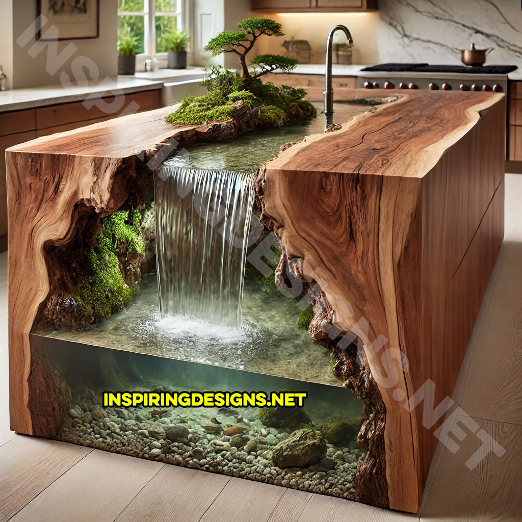 Waterfall kitchen island