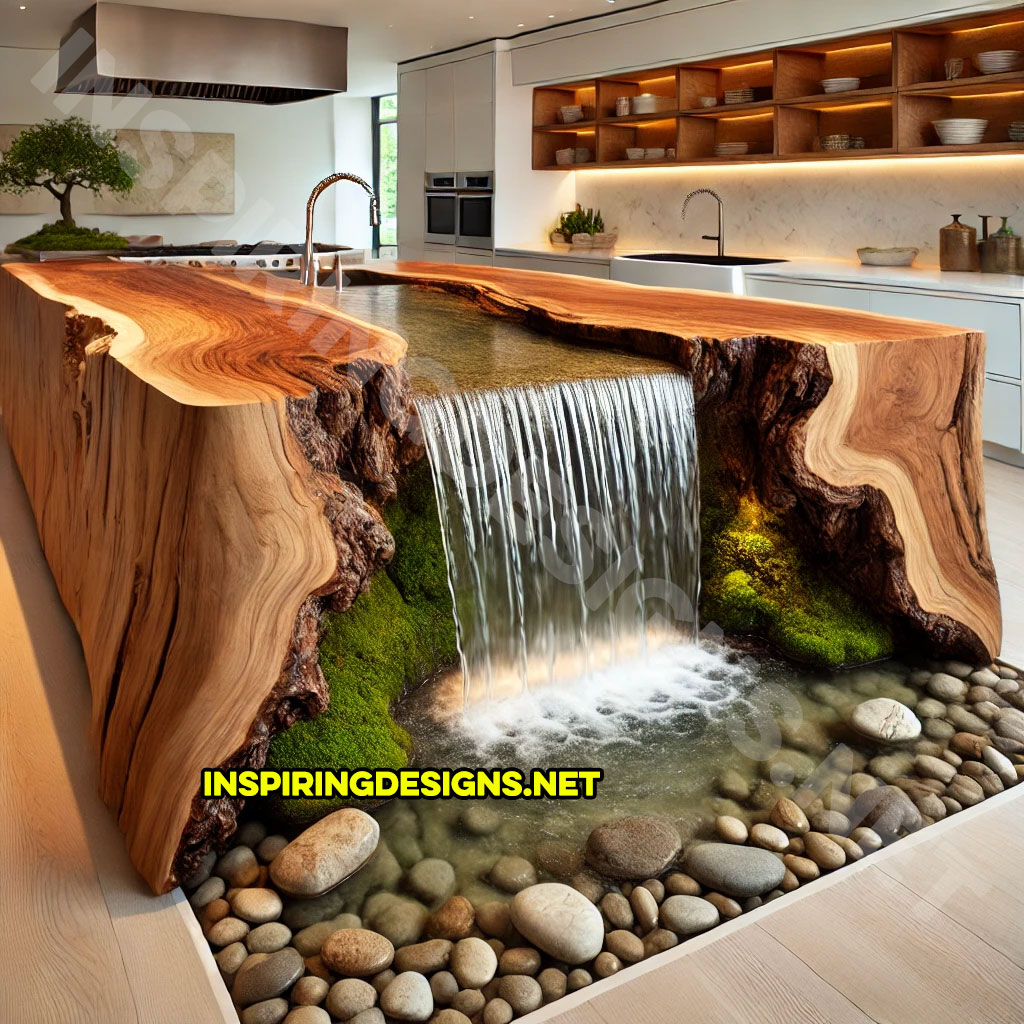 Waterfall kitchen island