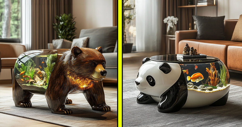 Animal shaped aquarium coffee tables