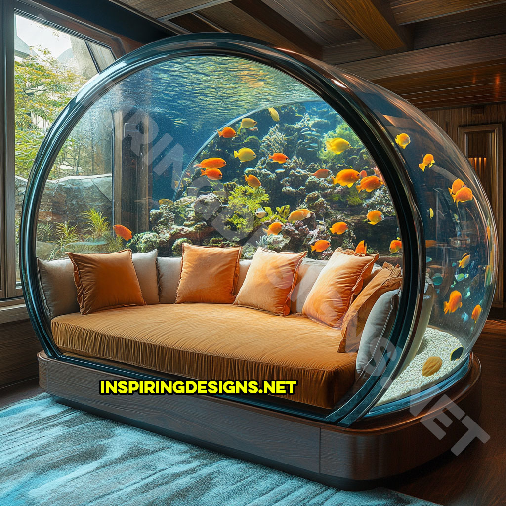 aquarium lounger in a orange and white color