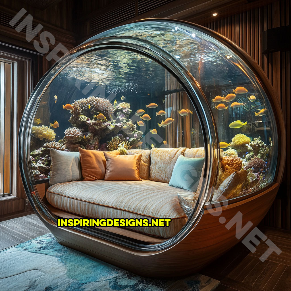 fishbowl aquarium lounger in a beige and brown color