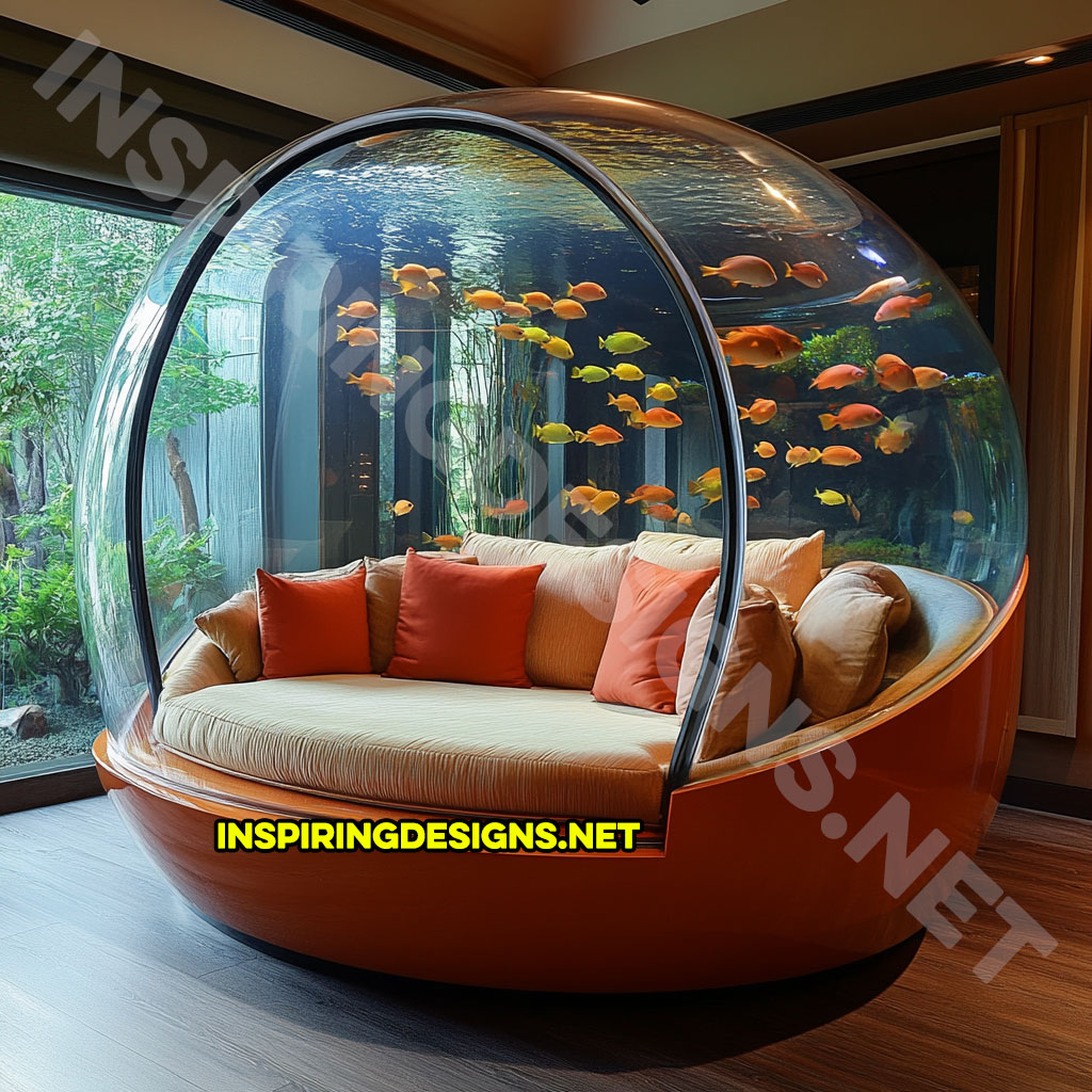 modern aquarium lounger in a orange and white color