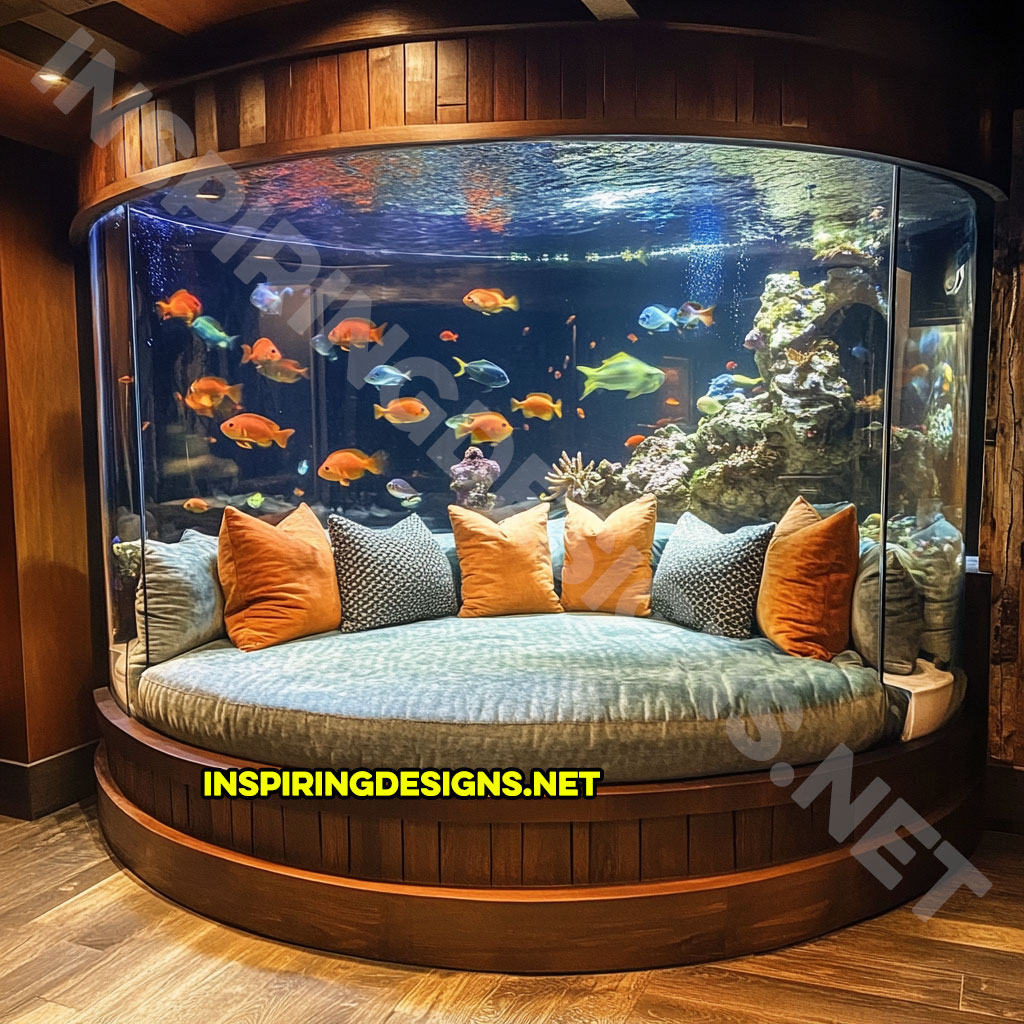 full circle aquarium lounger in a orange and blue color