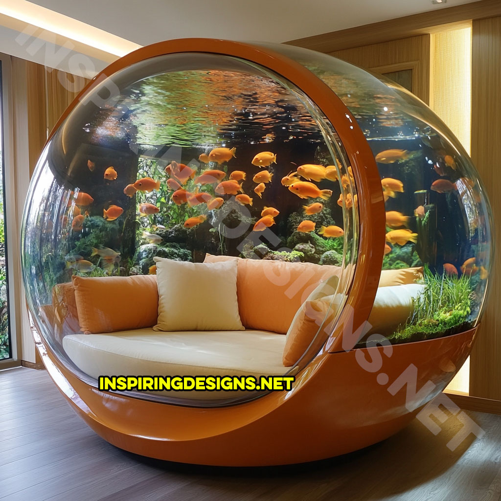 modern aquarium lounger in a orange and white color