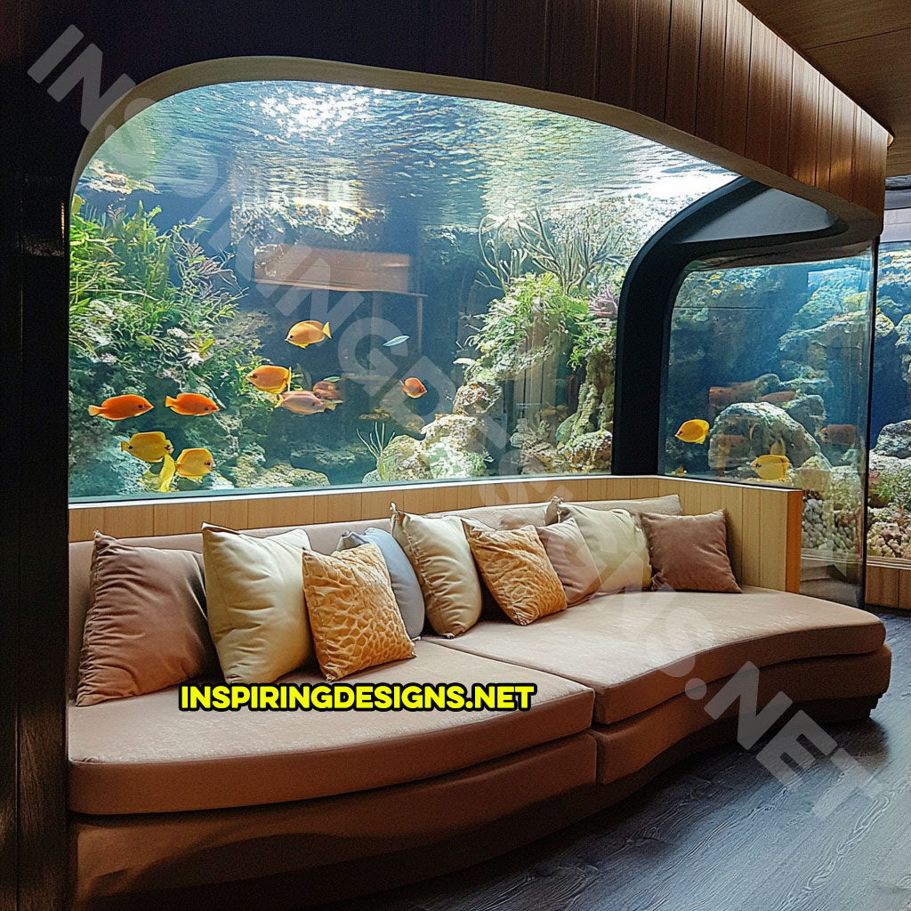 contemporary aquarium lounger in a beige and brown color