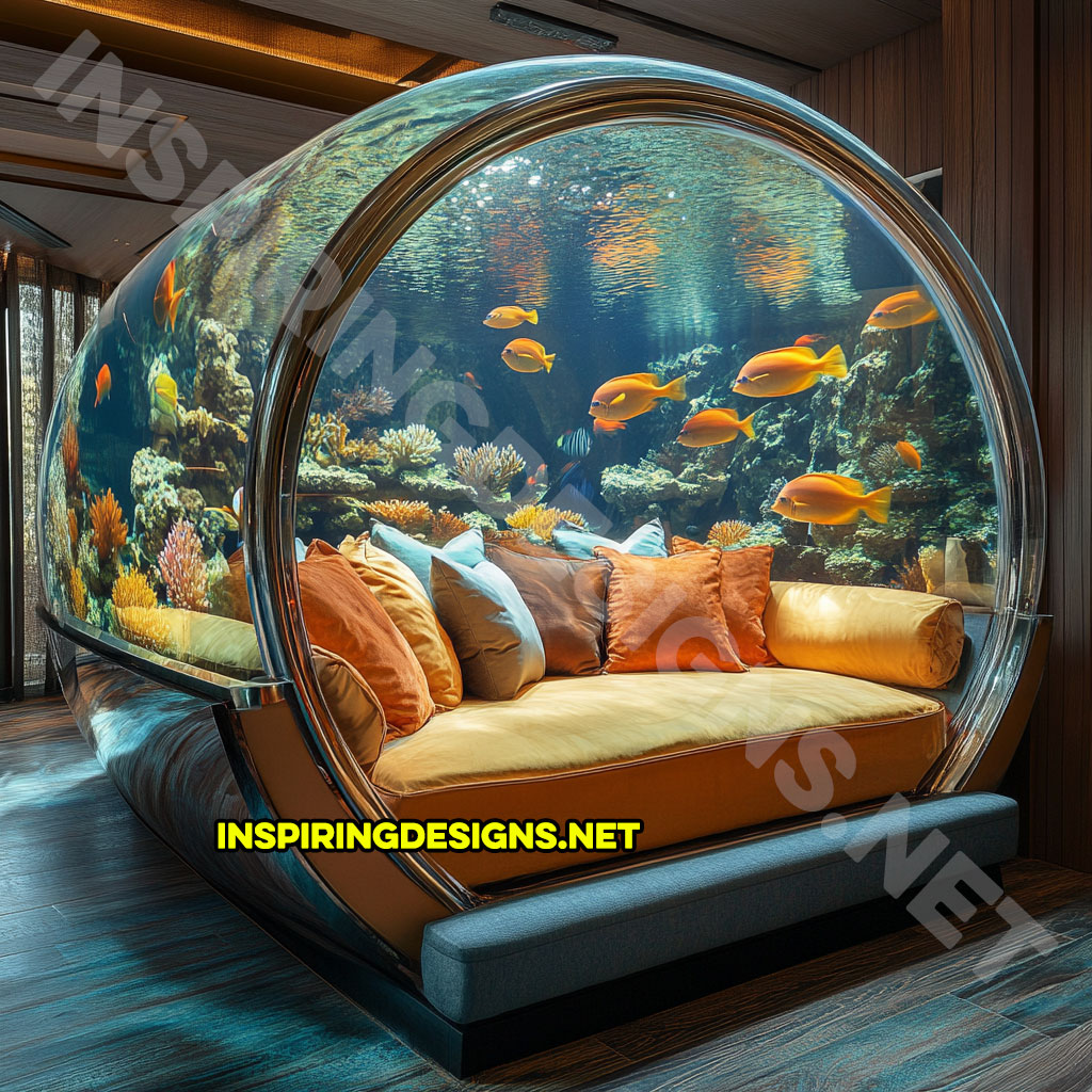 glass aquarium lounger in a orange and white color