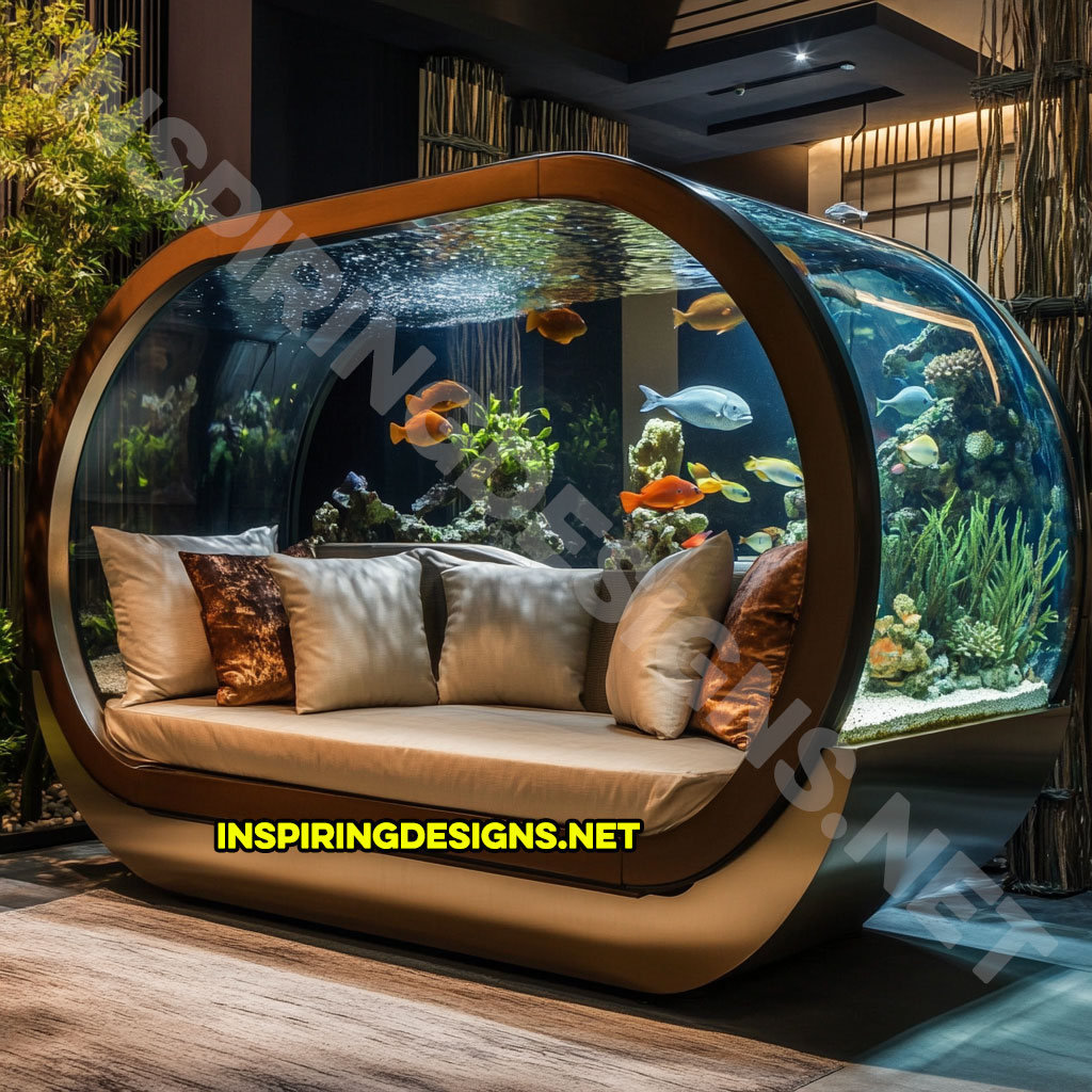 rustic aquarium lounger in a beige and brown color