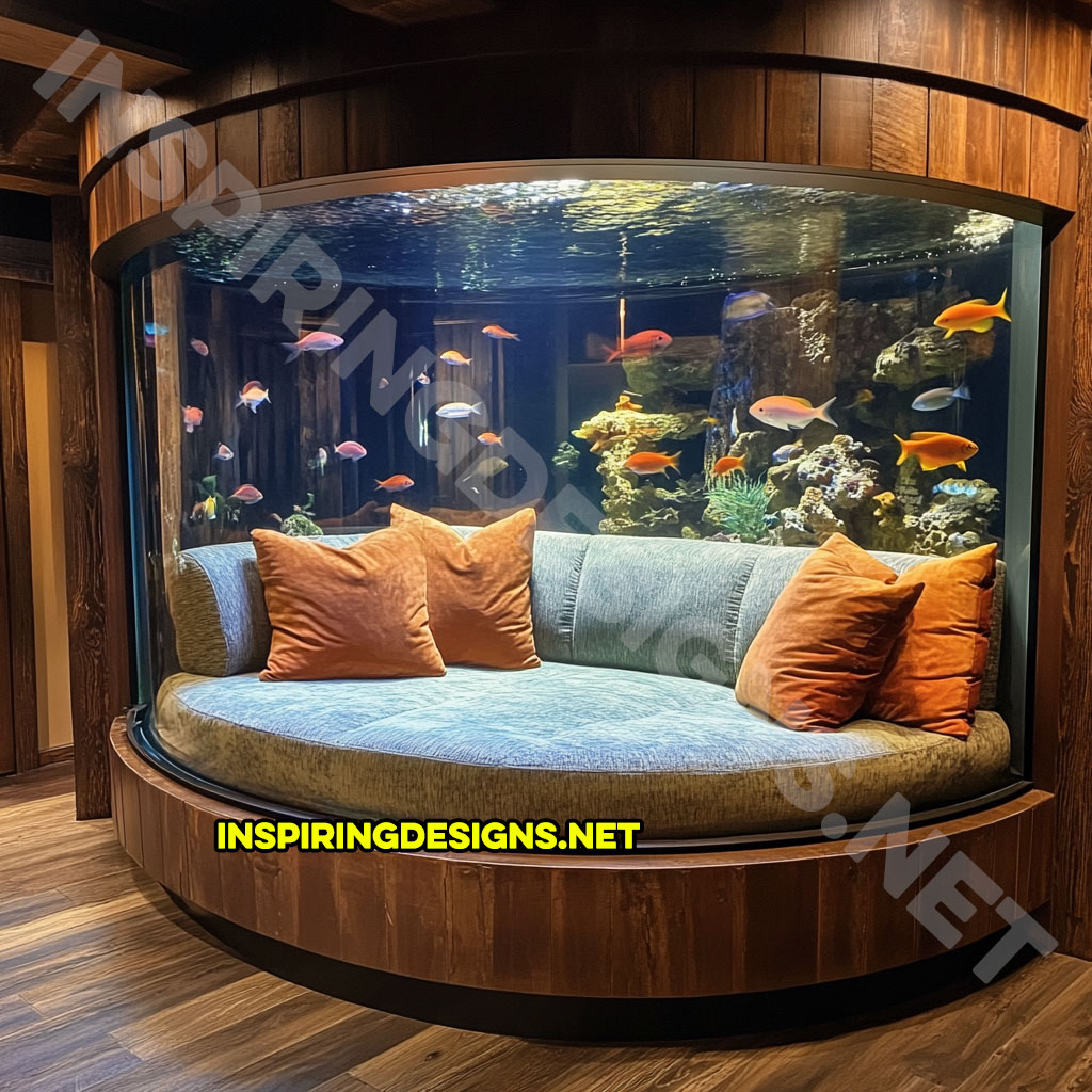 half circle aquarium lounger in a orange and blue color