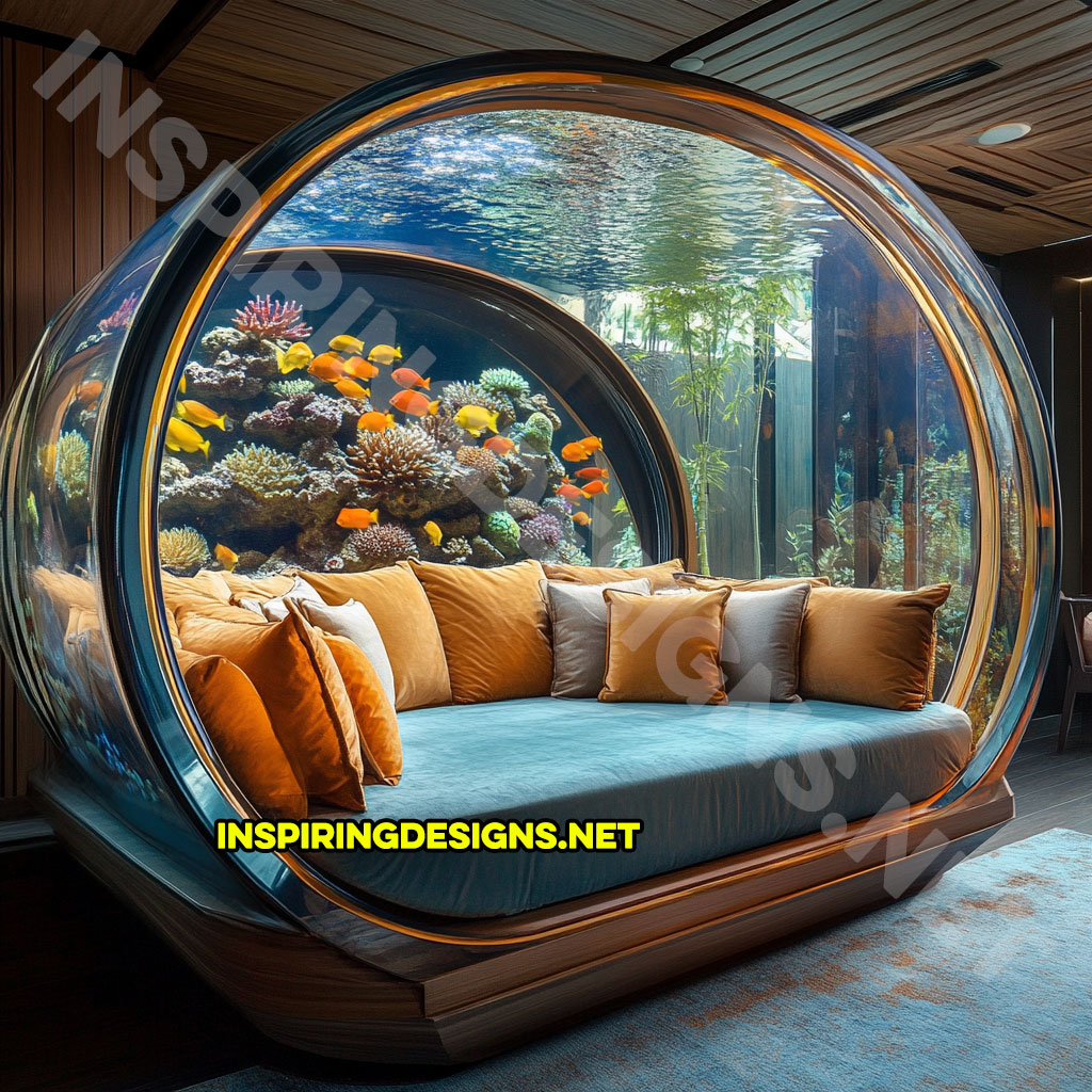 aquarium lounger in a blue and orange color