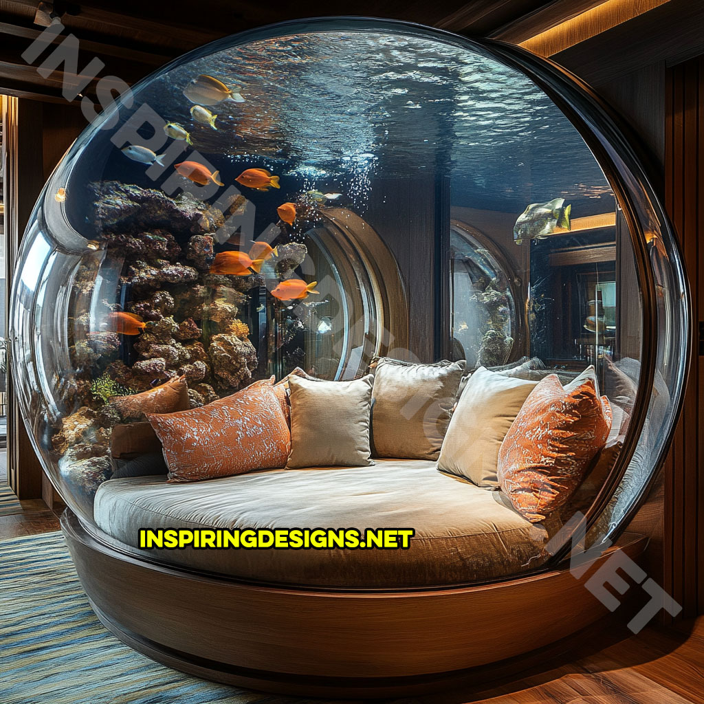 fishbowl aquarium lounger in a orange and brown color