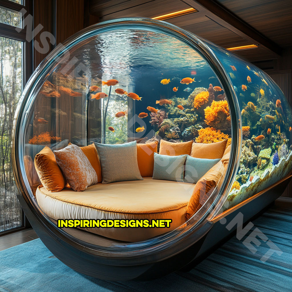 aquarium lounger in a orange and white color