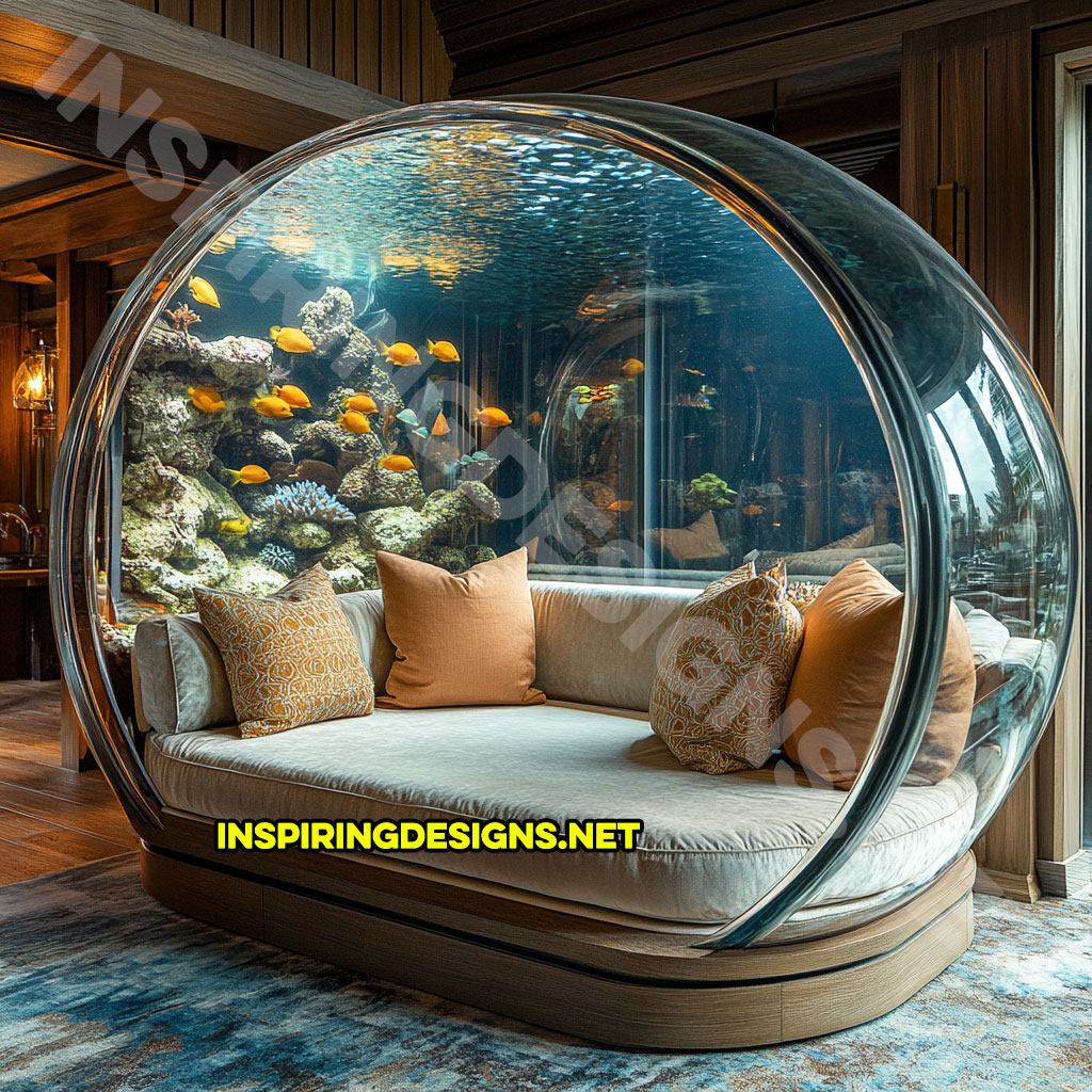 aquarium lounger in a orange and beige color