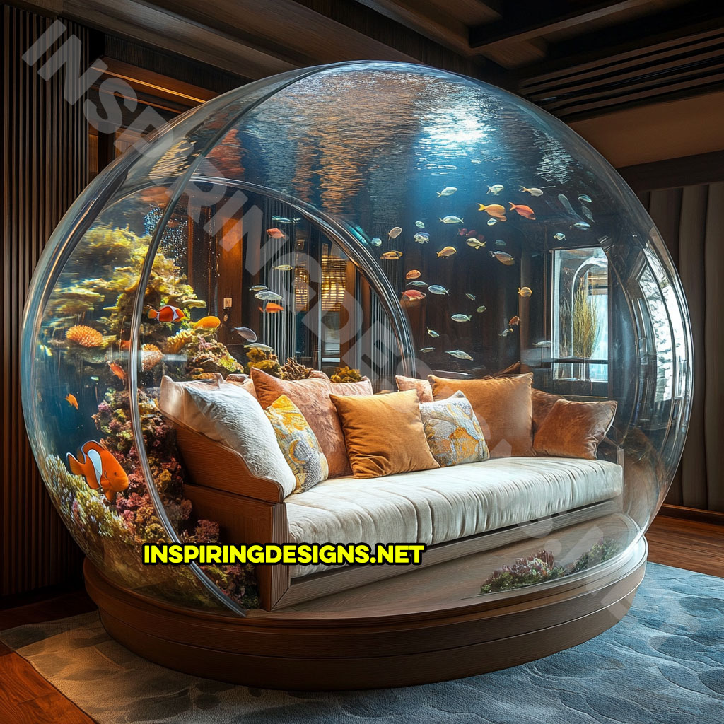 fishbowl aquarium lounger in a orange and white color