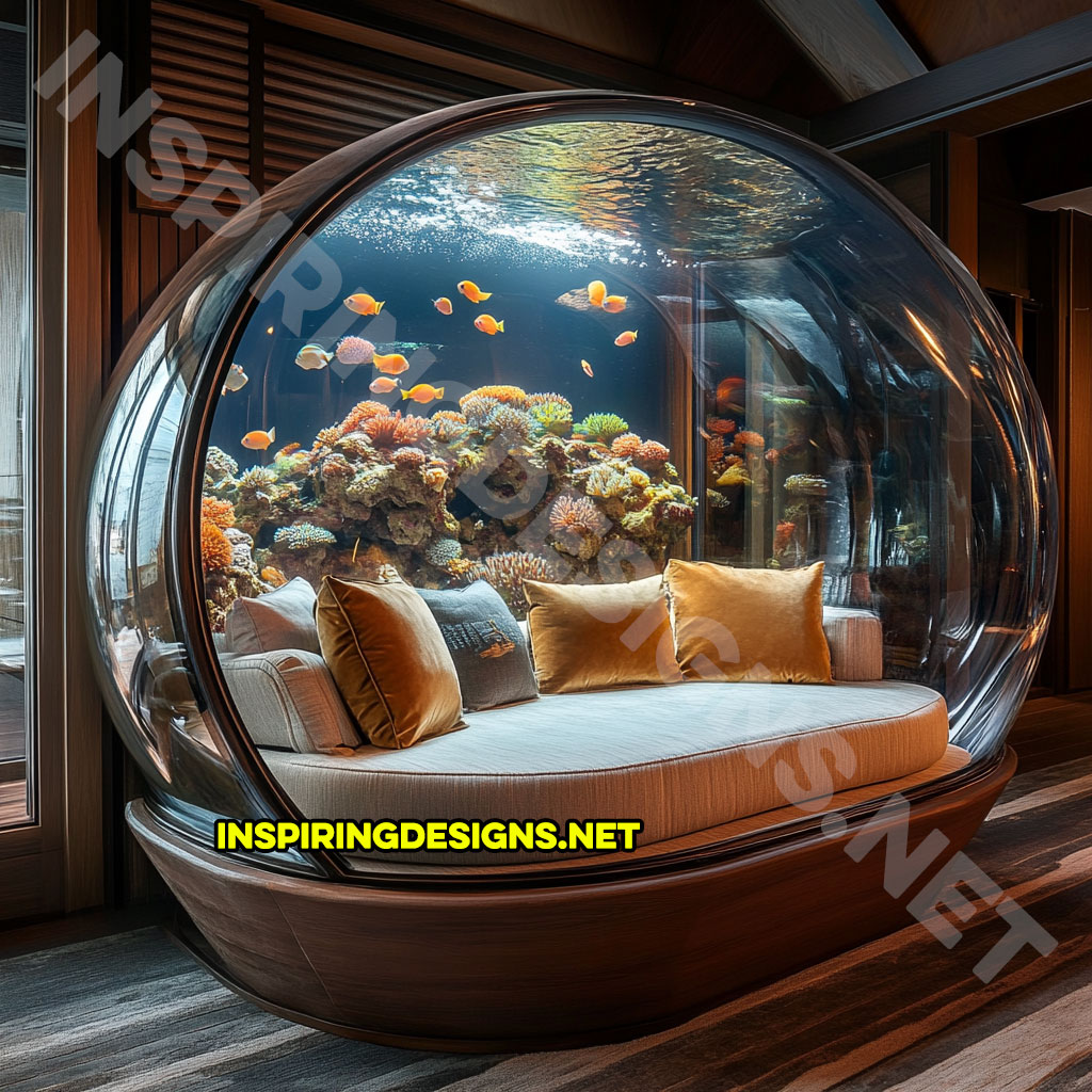 contemporary aquarium lounger in a orange and white color