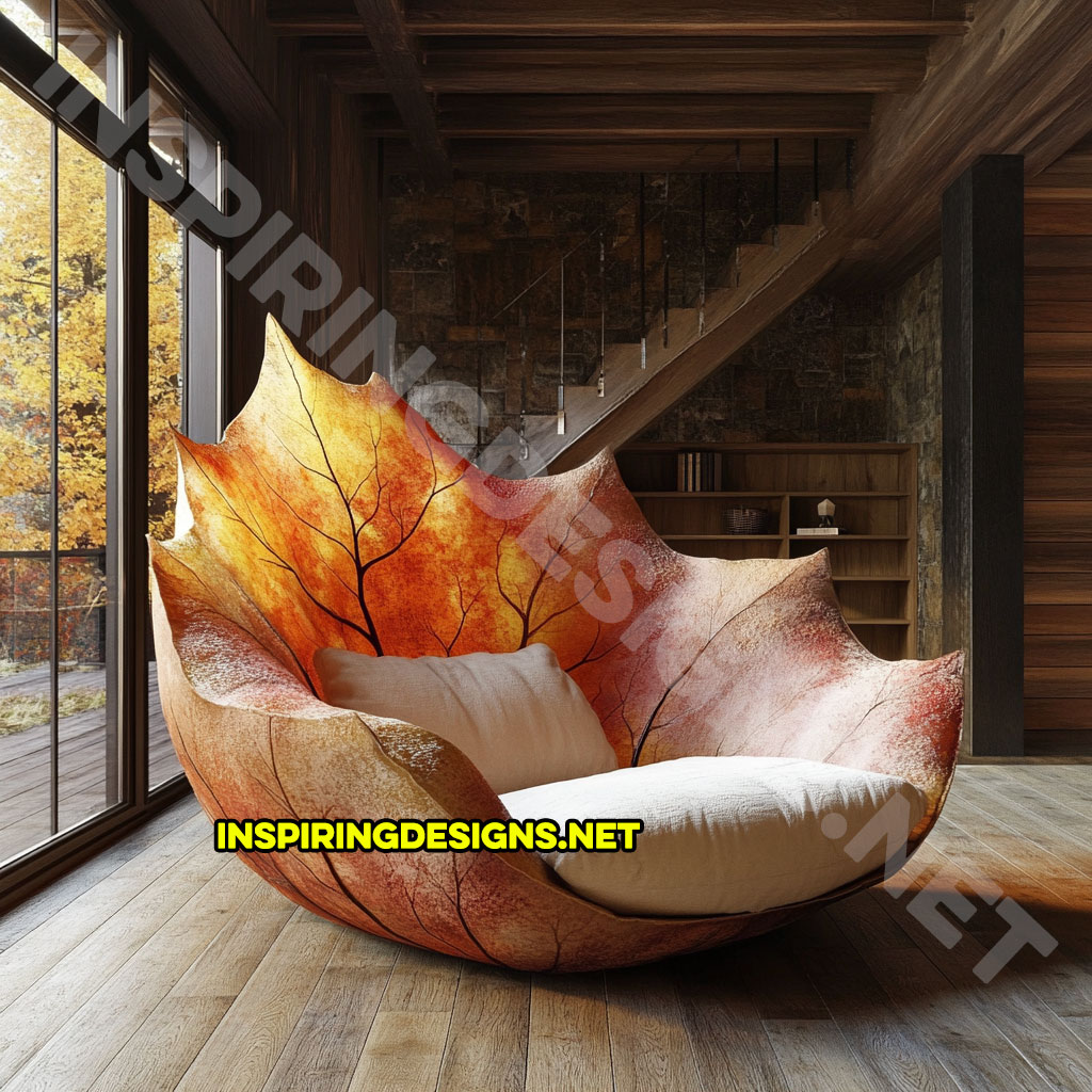 A autumn leaf lounger in a hawthorn leaf design