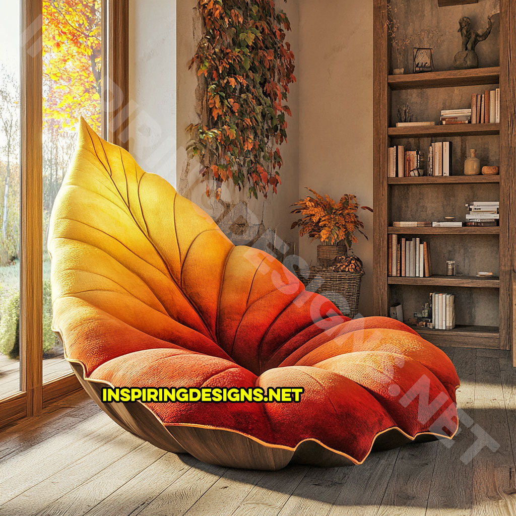 A autumn leaf lounger in a beech leaf design