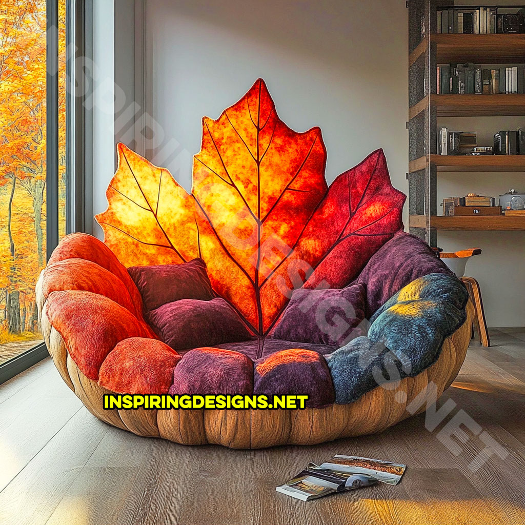 A autumn leaf lounger in a sugar maple leaf design