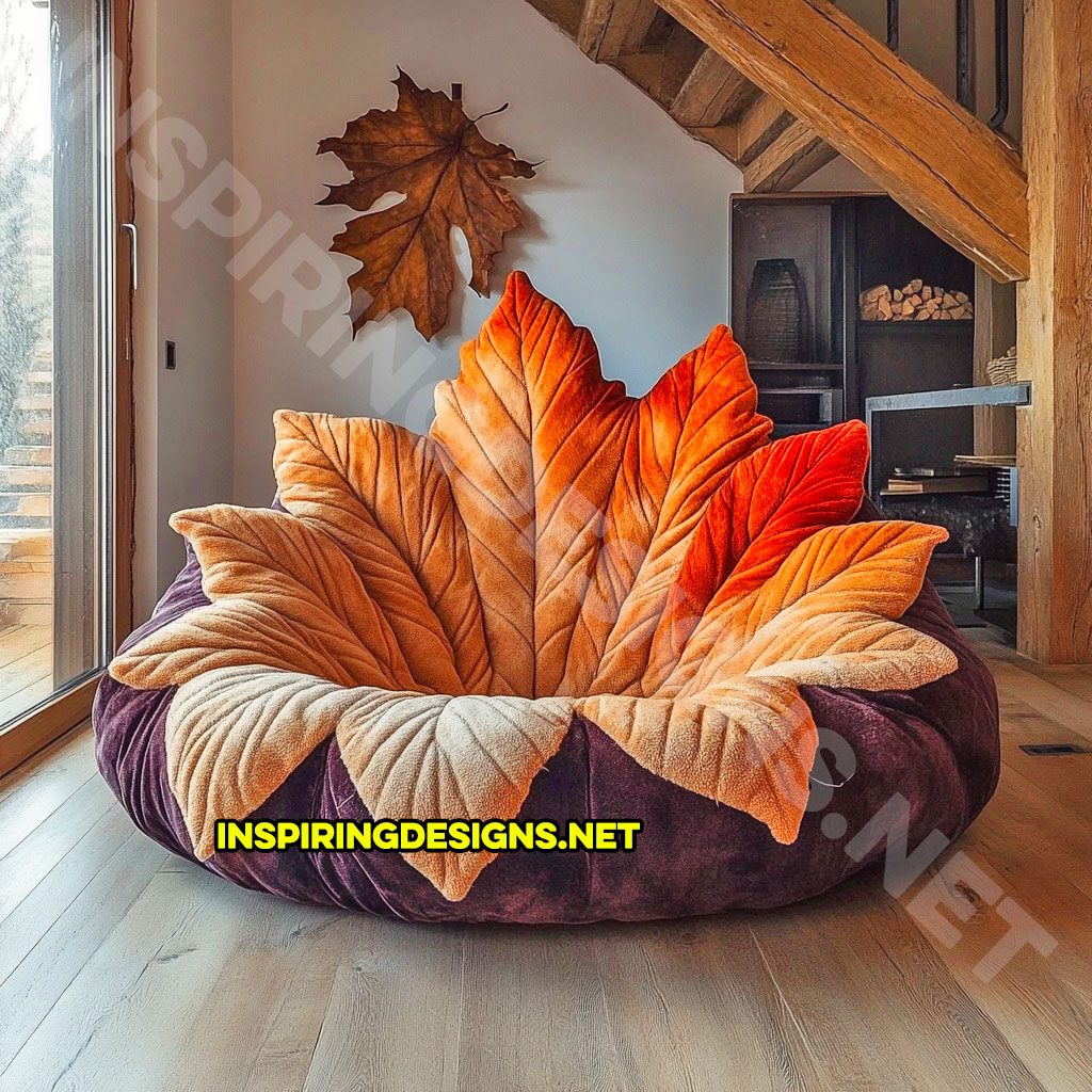 A autumn leaf lounger in a sugar maple leaf design