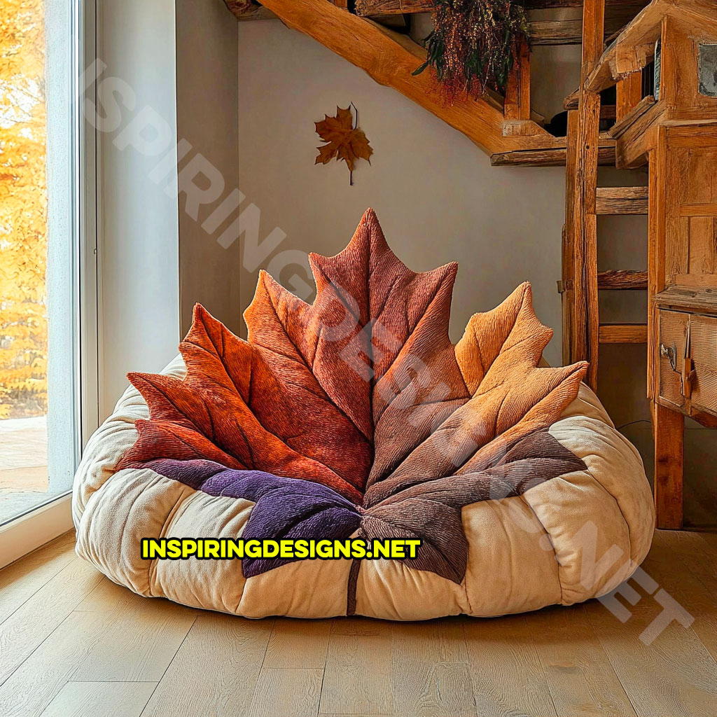 A autumn leaf lounger in a sugar maple leaf design