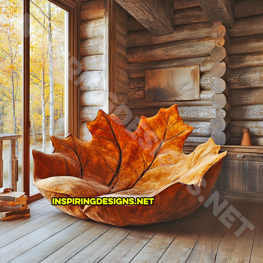 A autumn leaf lounger in a sugar maple leaf design