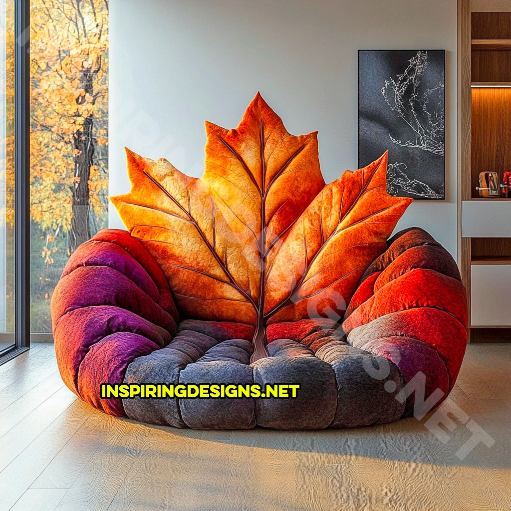 A autumn leaf lounger in a sugar maple leaf design