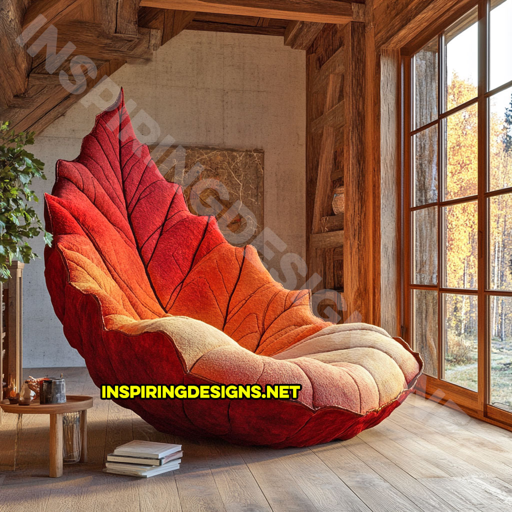 A autumn leaf lounger in a rowan leaf design