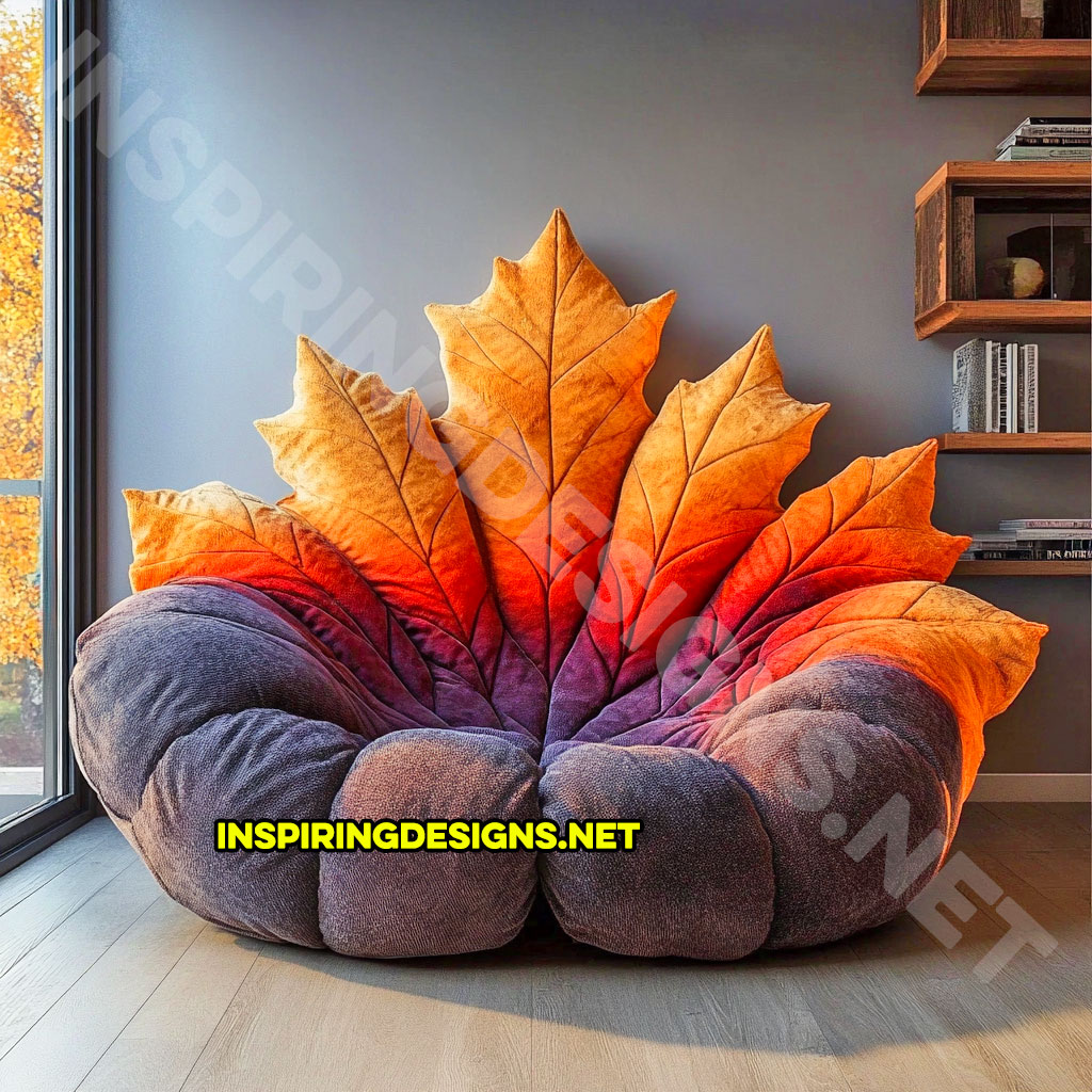 A autumn leaf lounger in a sugar maple leaf design