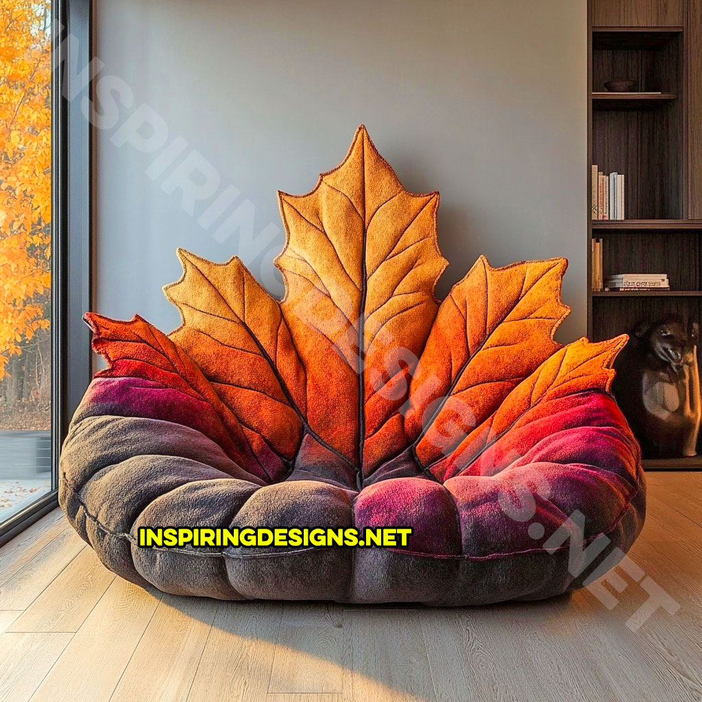 A autumn leaf lounger in a sugar maple leaf design