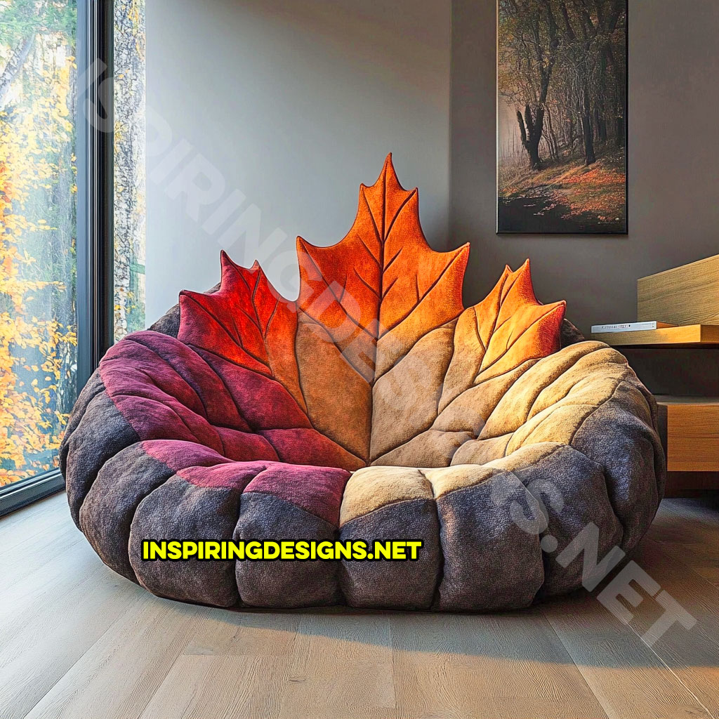 A autumn leaf lounger in a sugar maple leaf design