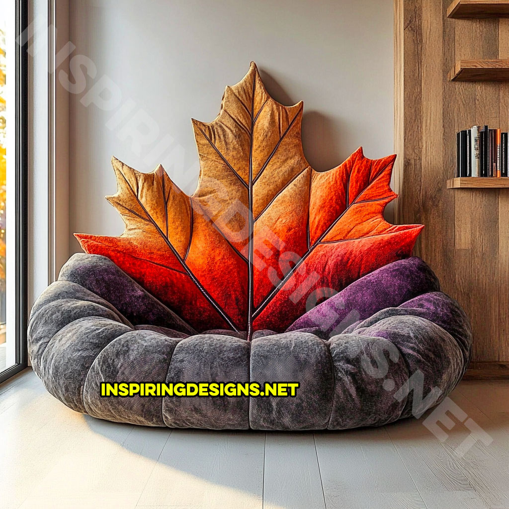 A autumn leaf lounger in a sugar maple leaf design