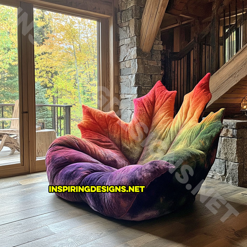 A autumn leaf lounger in a sugar maple leaf design