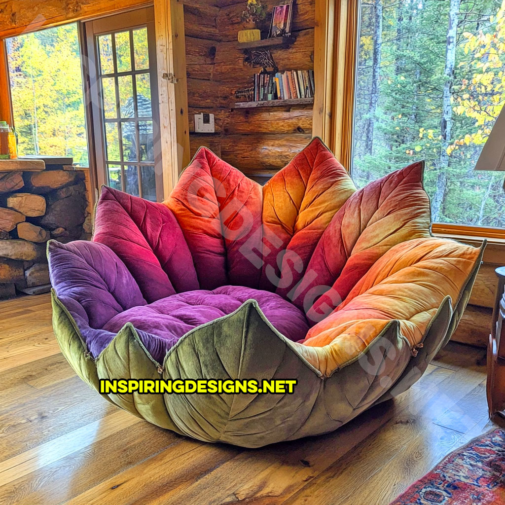 A autumn leaf lounger in a sugar maple leaf design